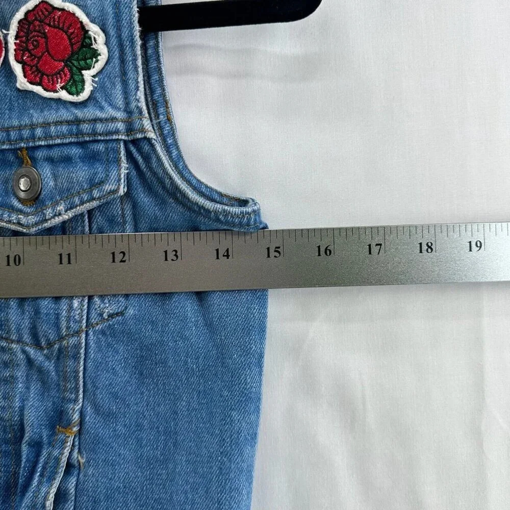 Art Class Vest Junior Size M 7-8 Denim Jean Patchwork Button Front Cotton Blue - Picture 7 of 8